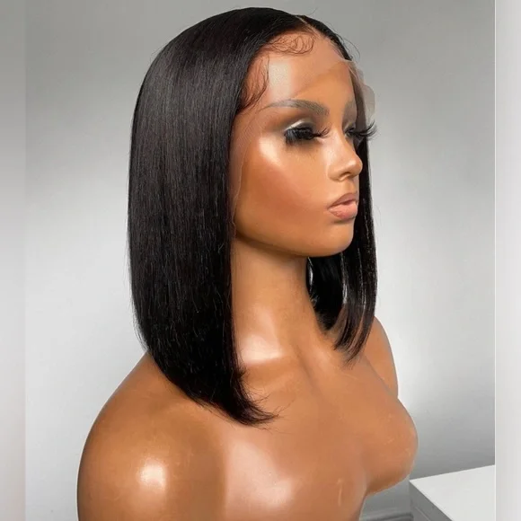 12” Straight Wig13x4 Medium Brown Lace Frontal100% Human Hair